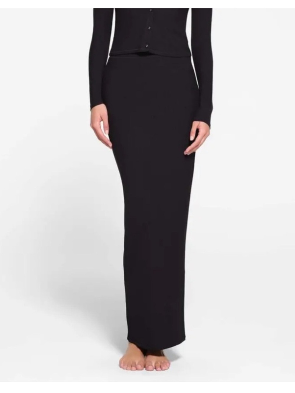SKIMS soft lounge long skirt (onyx) - Sleek Lounge Silhouette
